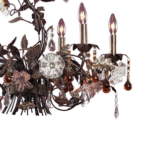 Atlas Cristallo Fiore 6-Light Chandelier – Hand-Blown Glass, Crystal Drops for Elegant Indoor Spaces Bronze 29'' CL12529-BZ