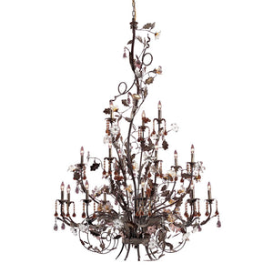 Atlas Cristallo Fiore 6-Light Chandelier – Hand-Blown Glass, Crystal Drops for Elegant Indoor Spaces Bronze 56'' CL12531-BZ