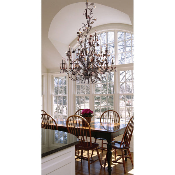 Atlas Cristallo Fiore 6-Light Chandelier – Hand-Blown Glass, Crystal Drops for Elegant Indoor Spaces Bronze 56'' CL12531-BZ