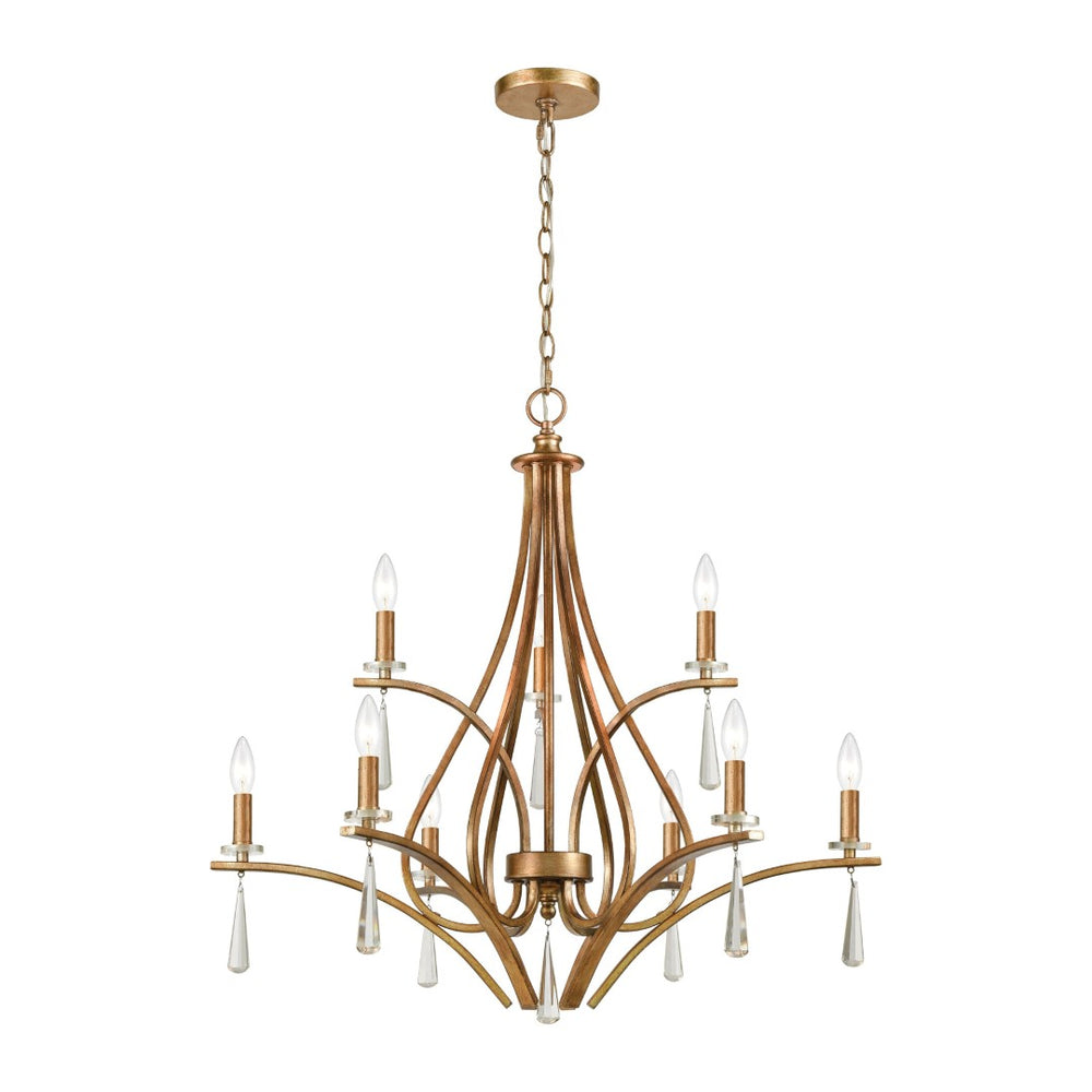 Atlas Katania 30'' Wide 9-Light Chandelier - Antique Gold Elegance for Dining Rooms & Entryways CL12533-GD