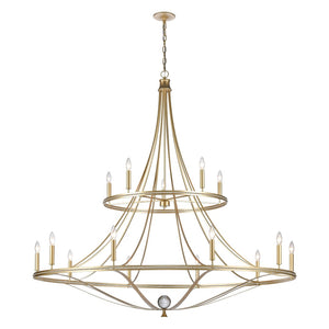 Atlas Noura 60" Wide 15-Light Chandelier - Elegant Champagne Gold Design with Stunning Glass Accents CL12534-GD