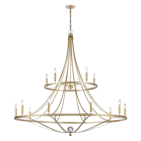 Atlas Noura 60" Wide 15-Light Chandelier - Elegant Champagne Gold Design with Stunning Glass Accents CL12534-GD