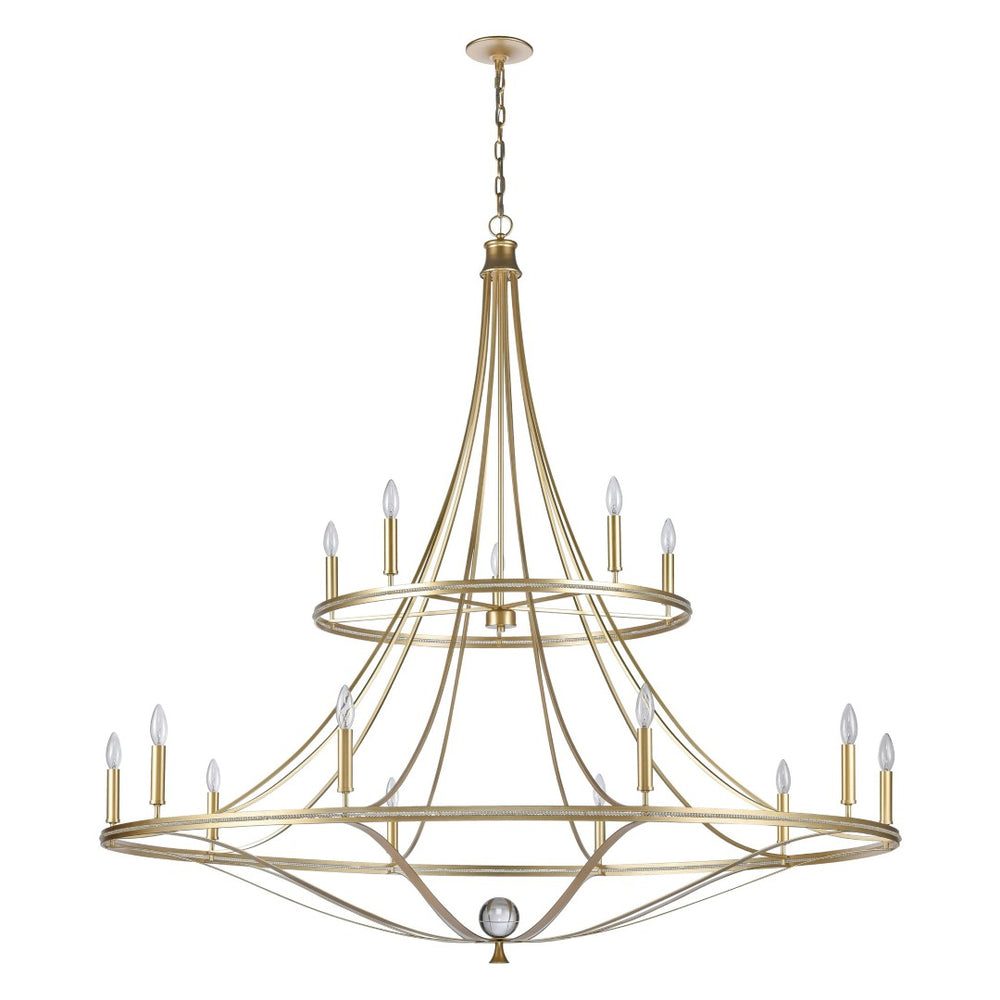 Atlas Noura 60" Wide 15-Light Chandelier - Elegant Champagne Gold Design with Stunning Glass Accents CL12534-GD