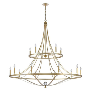 Atlas Noura 60" Wide 15-Light Chandelier - Elegant Champagne Gold Design with Stunning Glass Accents CL12534-GD