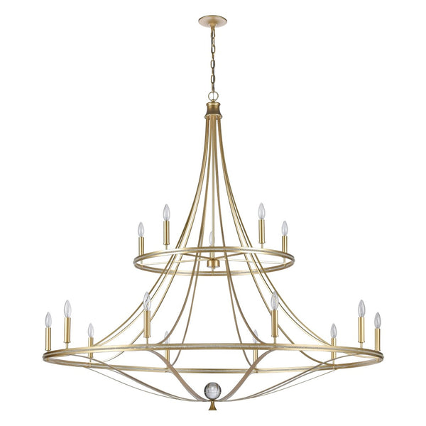 Atlas Noura 60" Wide 15-Light Chandelier - Elegant Champagne Gold Design with Stunning Glass Accents CL12534-GD