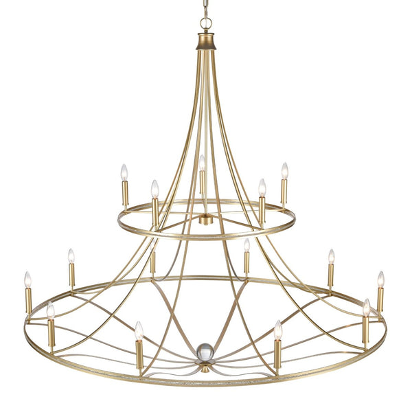 Atlas Noura 60" Wide 15-Light Chandelier - Elegant Champagne Gold Design with Stunning Glass Accents CL12534-GD