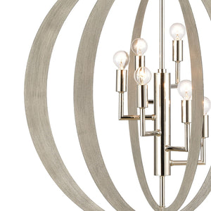 Atlas Retro Rings 26'' Wide 6-Light Chandelier - Midcentury Modern Design with Sandy Beechwood & Nickel CL12536-NK
