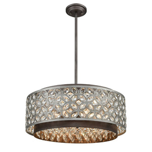 Atlas Rosslyn 22'' Wide 6-Light Chandelier - Mid-Century Modern Design with Weathered Zinc and Crystals CL12537-GY