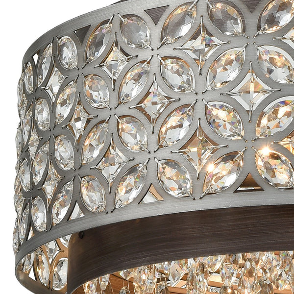 Atlas Rosslyn 22'' Wide 6-Light Chandelier - Mid-Century Modern Design with Weathered Zinc and Crystals CL12537-GY