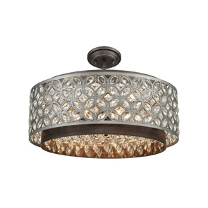 Atlas Rosslyn 22'' Wide 6-Light Chandelier - Mid-Century Modern Design with Weathered Zinc and Crystals CL12537-GY