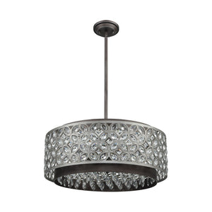 Atlas Rosslyn 22'' Wide 6-Light Chandelier - Mid-Century Modern Design with Weathered Zinc and Crystals CL12537-GY