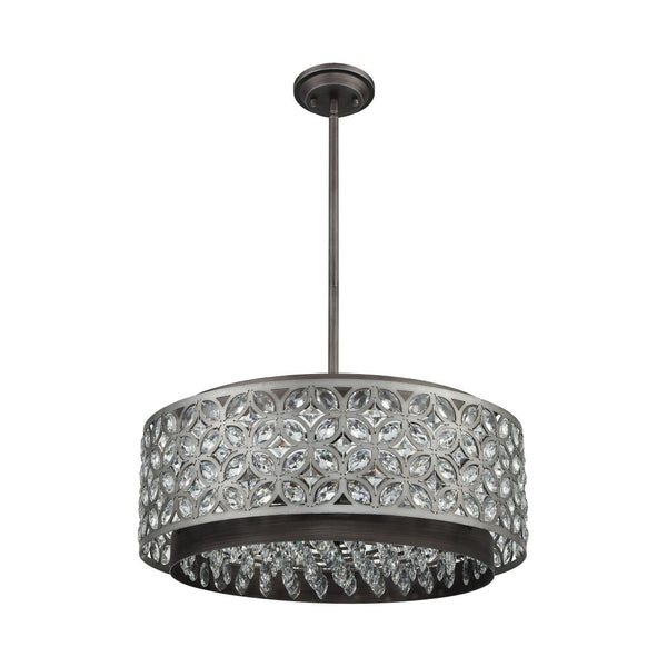 Atlas Rosslyn 22'' Wide 6-Light Chandelier - Mid-Century Modern Design with Weathered Zinc and Crystals CL12537-GY