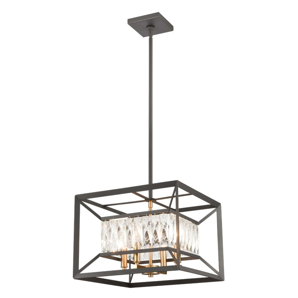 Atlas Starlight 15" Wide 4-Light Chandelier - Charcoal Frame with Crystal Accents for Elegant Illumination CL12538-BK