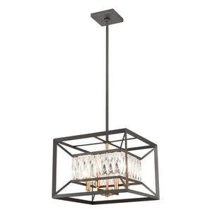 Atlas Starlight 15" Wide 4-Light Chandelier - Charcoal Frame with Crystal Accents for Elegant Illumination CL12538-BK