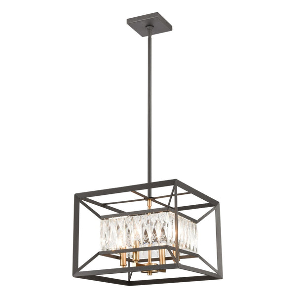 Atlas Starlight 15" Wide 4-Light Chandelier - Charcoal Frame with Crystal Accents for Elegant Illumination CL12538-BK