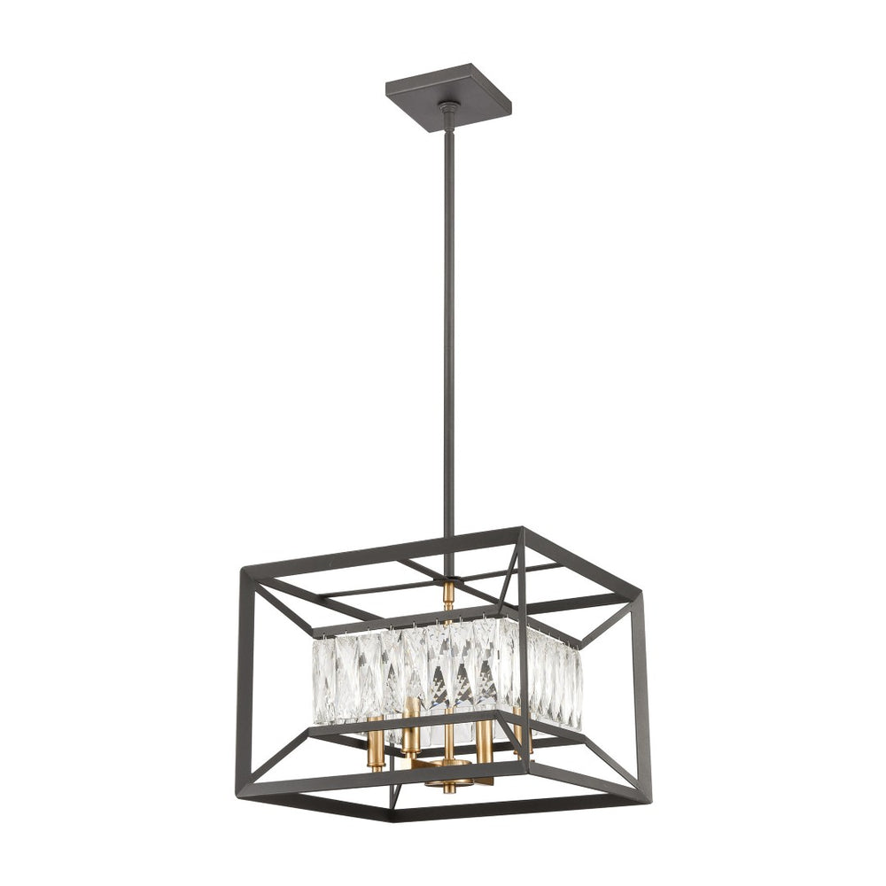 Atlas Starlight 15" Wide 4-Light Chandelier - Charcoal Frame with Crystal Accents for Elegant Illumination CL12538-BK
