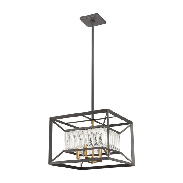 Atlas Starlight 15" Wide 4-Light Chandelier - Charcoal Frame with Crystal Accents for Elegant Illumination CL12538-BK