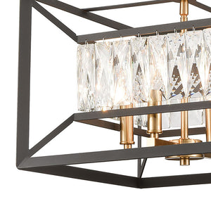 Atlas Starlight 15" Wide 4-Light Chandelier - Charcoal Frame with Crystal Accents for Elegant Illumination CL12538-BK