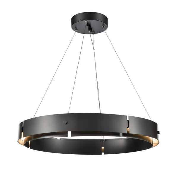 Atlas Fogelberg 26" Wide Integrated LED Pendant Light - Modern Matte Black for Dining & Living Spaces CL12540-BK
