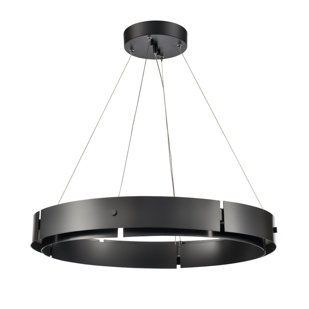 Atlas Fogelberg 26" Wide Integrated LED Pendant Light - Modern Matte Black for Dining & Living Spaces CL12540-BK
