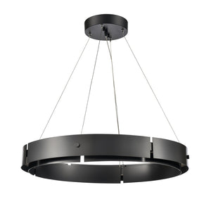 Atlas Fogelberg 26" Wide Integrated LED Pendant Light - Modern Matte Black for Dining & Living Spaces CL12540-BK
