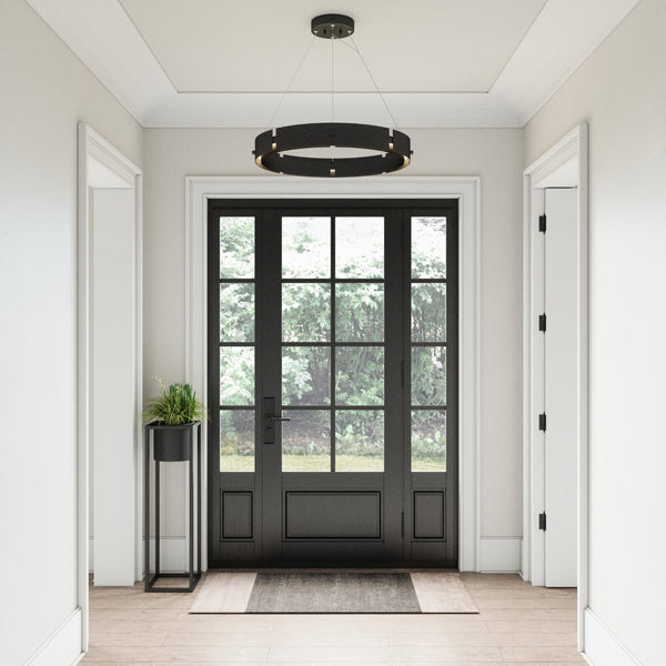 Atlas Fogelberg 26" Wide Integrated LED Pendant Light - Modern Matte Black for Dining & Living Spaces CL12540-BK