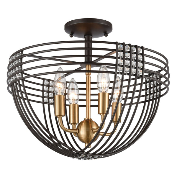 Atlas Concentric 4-Light Semi Flush Mount - Elegant Oil Rubbed Bronze & Crystal Accent Fixture for Home CL12541-BZ