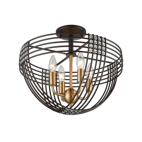 Atlas Concentric 4-Light Semi Flush Mount - Elegant Oil Rubbed Bronze & Crystal Accent Fixture for Home CL12541-BZ