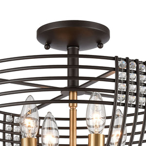 Atlas Concentric 4-Light Semi Flush Mount - Elegant Oil Rubbed Bronze & Crystal Accent Fixture for Home CL12541-BZ