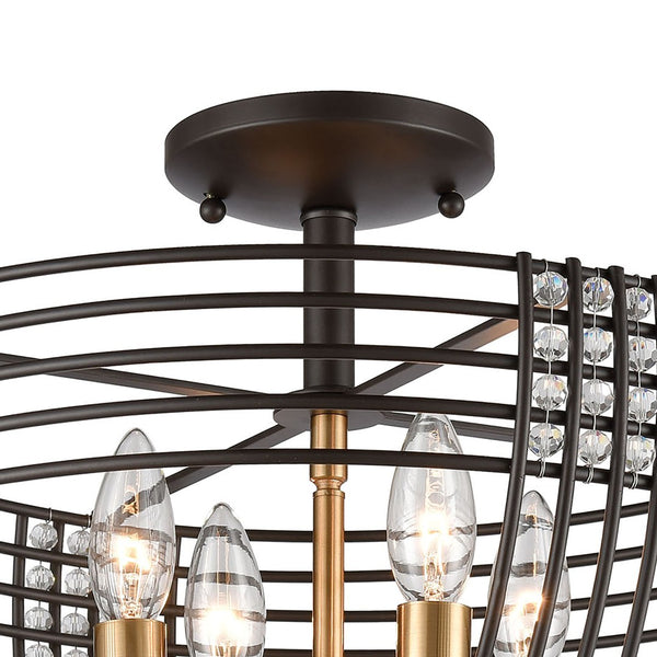 Atlas Concentric 4-Light Semi Flush Mount - Elegant Oil Rubbed Bronze & Crystal Accent Fixture for Home CL12541-BZ
