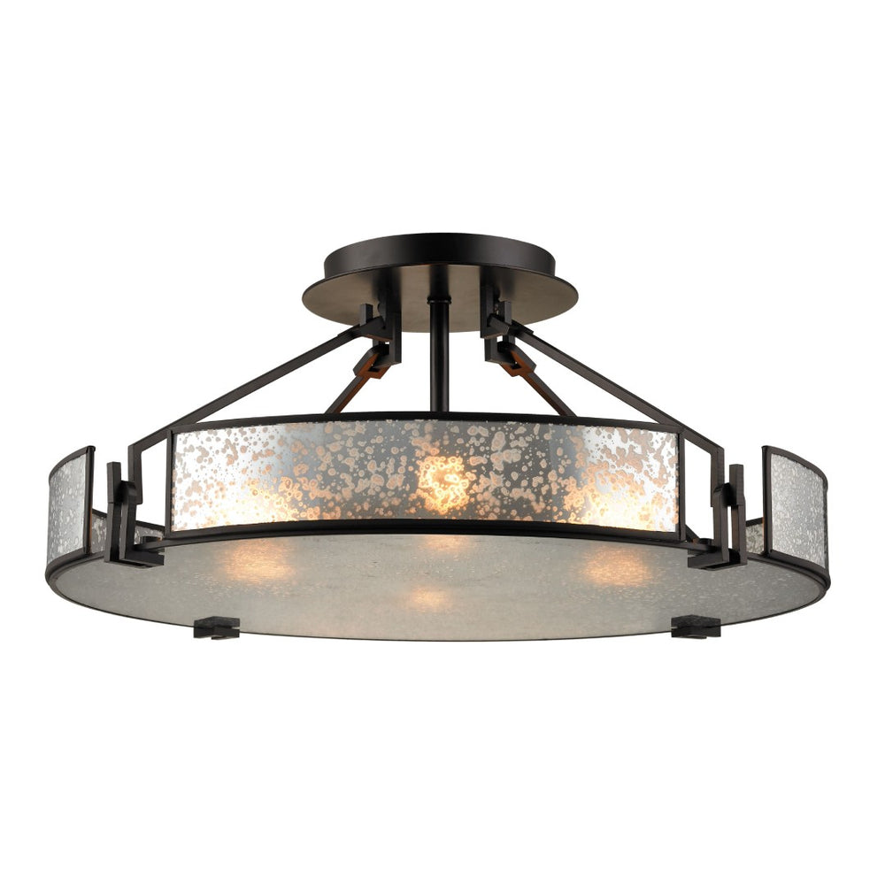 Atlas Lindhurst 21'' Wide 4-Light Semi Flush Mount - Vintage Mercury Glass & Oil Rubbed Bronze Charm CL12542-BZ