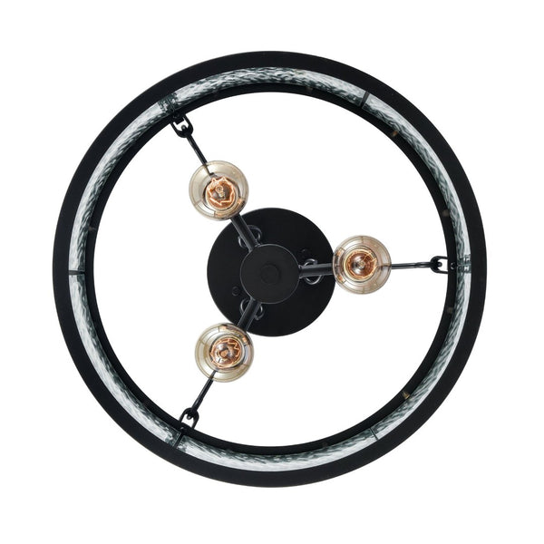 Atlas Solace 16" Wide Semi-Flush Mount Ceiling Light - Matte Black, Ripple Glass, Modern Design Focal Point CL12543-BK