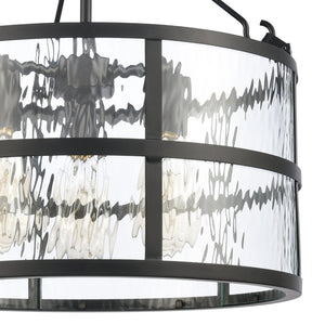 Atlas Solace 16" Wide Semi-Flush Mount Ceiling Light - Matte Black, Ripple Glass, Modern Design Focal Point CL12543-BK