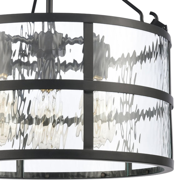 Atlas Solace 16" Wide Semi-Flush Mount Ceiling Light - Matte Black, Ripple Glass, Modern Design Focal Point CL12543-BK