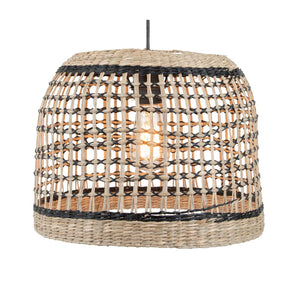 Atlas Silay 13" Wide Handcrafted Seagrass Pendant Light - Black Finish for Cozy Coastal Decor CL12545-BK