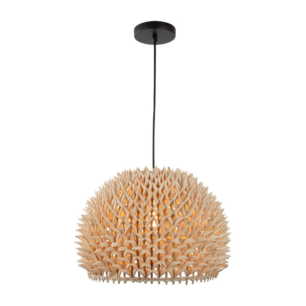 Atlas Durian 14" Wide 1-Light Pendant - Handcrafted Natural Fiber Lighting for Coastal & Bohemian Spaces CL12546-NA