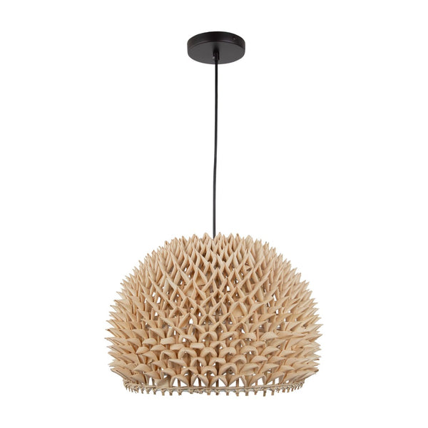Atlas Durian 14" Wide 1-Light Pendant - Handcrafted Natural Fiber Lighting for Coastal & Bohemian Spaces CL12546-NA