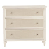 Homelegance By Top-Line Amos White Finish Beige Linen Drawer Face Dresser White MDF