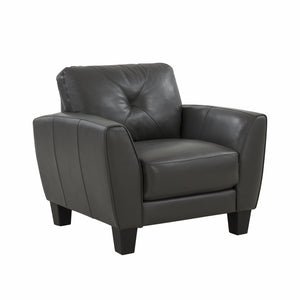 Porter Designs Porter Trento Charcoal Gray Top Grain Leather Chair - Stylish Tufted Design & Comfortable Seating Gray Leather 02-189-03-4098
