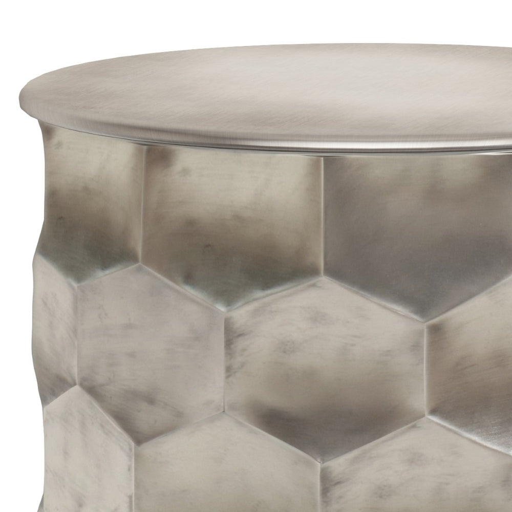 English Elm Whitney Metal Storage Side Table - Vintage Glamour With Honeycomb Texture & Removable Lid B136P158978-GIGA