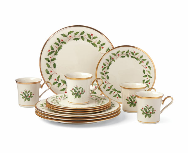 Lenox Holiday 12-Piece Plate & Mug Set Red & Green, IVORY PORCELAIN 6122048