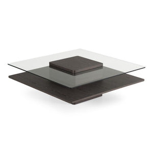 VIG Furniture Clarion Grey Elm & Tempered Glass Coffee Table With Open Shelf, Mid-Century Modern Storage Accent (39") VGBBLE638E-GRY