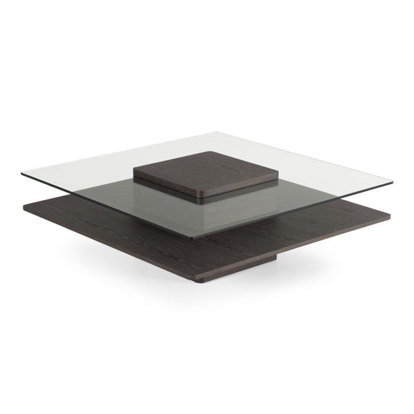 VIG Furniture Clarion Grey Elm & Tempered Glass Coffee Table With Open Shelf, Mid-Century Modern Storage Accent (39") VGBBLE638E-GRY