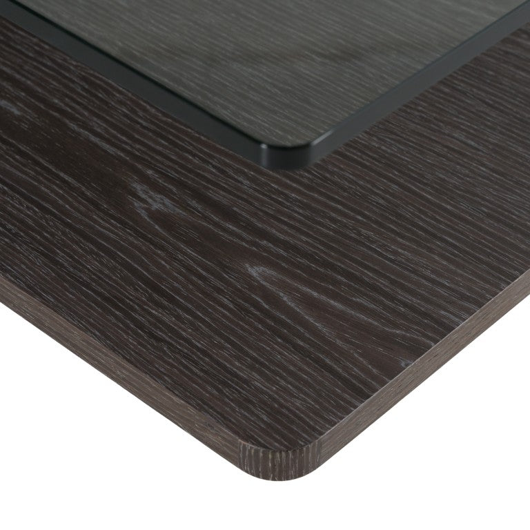 VIG Furniture Clarion Grey Elm & Tempered Glass Coffee Table With Open Shelf, Mid-Century Modern Storage Accent (39") VGBBLE638E-GRY