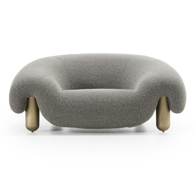 VIG Furniture Clarity Contemporary Grey Fabric Accent Chair With Curved Silhouette, Antique Brass Legs, Plush Comfort VGFA-SF2002