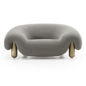 VIG Furniture Clarity Contemporary Grey Fabric Accent Chair With Curved Silhouette, Antique Brass Legs, Plush Comfort VGFA-SF2002