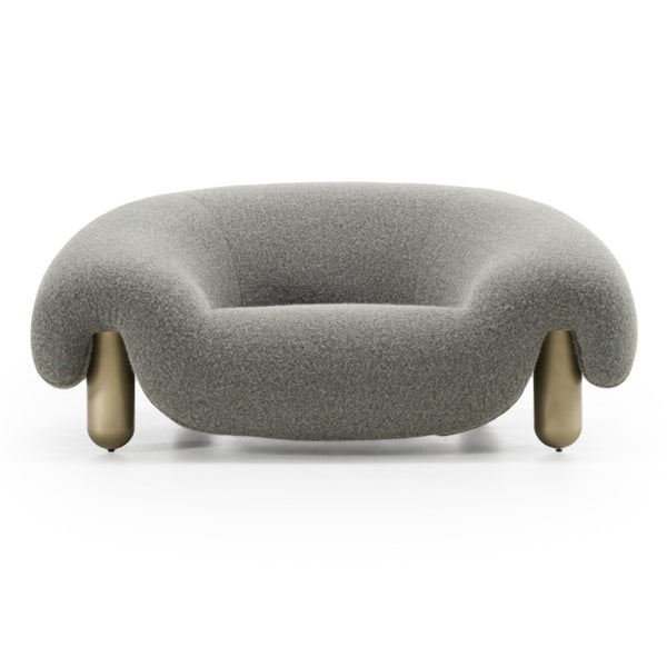 VIG Furniture Clarity Contemporary Grey Fabric Accent Chair With Curved Silhouette, Antique Brass Legs, Plush Comfort VGFA-SF2002