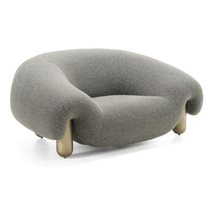 VIG Furniture Clarity Contemporary Grey Fabric Accent Chair With Curved Silhouette, Antique Brass Legs, Plush Comfort VGFA-SF2002