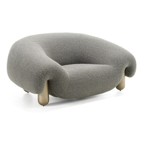 VIG Furniture Clarity Contemporary Grey Fabric Accent Chair With Curved Silhouette, Antique Brass Legs, Plush Comfort VGFA-SF2002