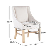 Hearth and Haven Fabric Dining Chair with Nailhead Accents and Sloped Arms, Linen 57371.00